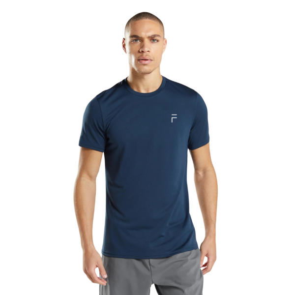 Heren T-shirt met sensortechnologie - voorkantweergave blauwe t-shirt