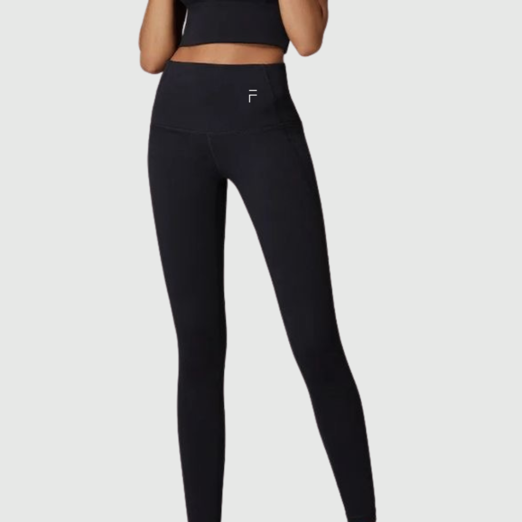 Fortiv. Performance slimme dameslegging met sensortechnologie - voorkant weergave met ademend materiaal en comfortabele pasvorm.